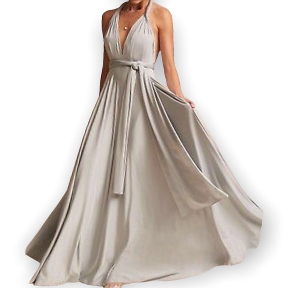 ๐HP New Twobirds BHLDN Ginger Convertible B / Fits 14 - 24 Lt Gray Silver Maxi - Picture 11 of 14